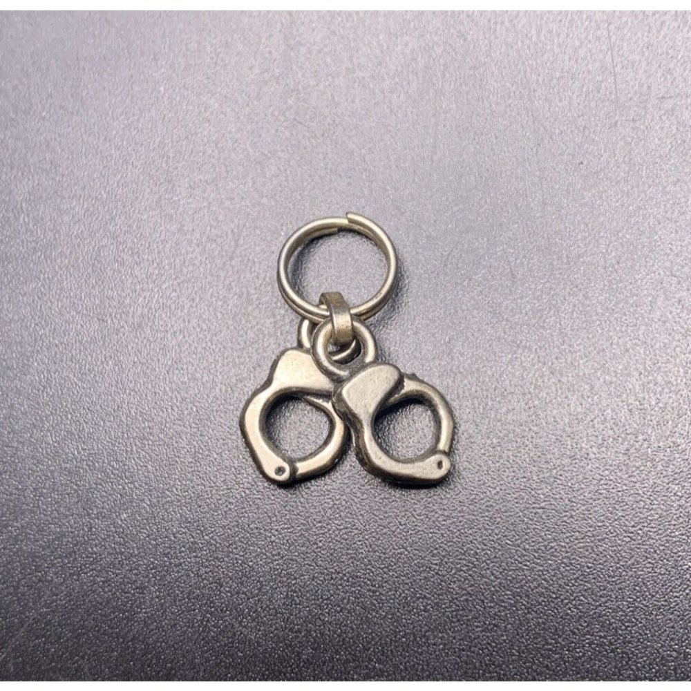 Handcuffs Charm or Pendant Silver Tone Pair Handcuff Dainty Small Vintage